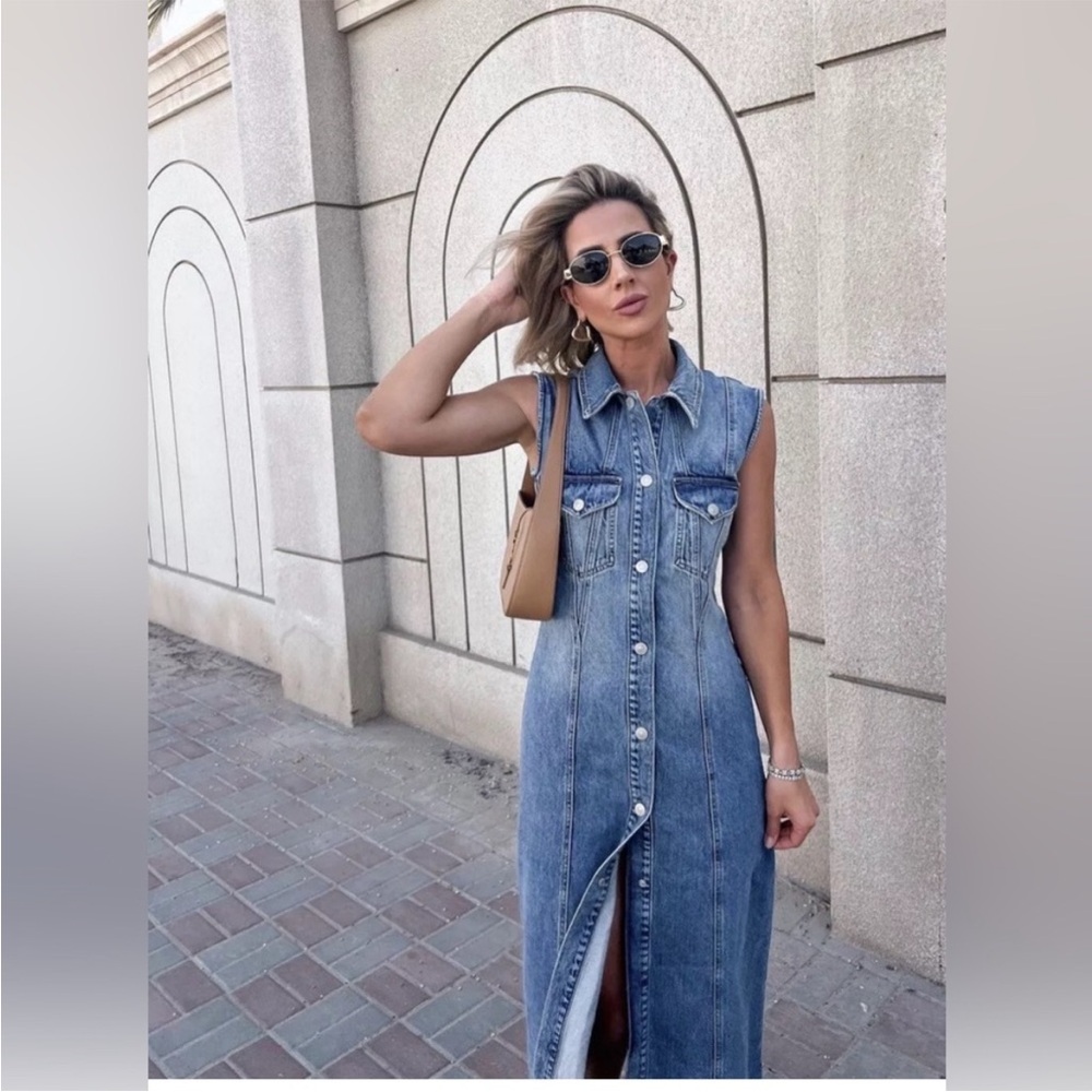 NWT Zara Button Up Zara Maxi Denim Dress